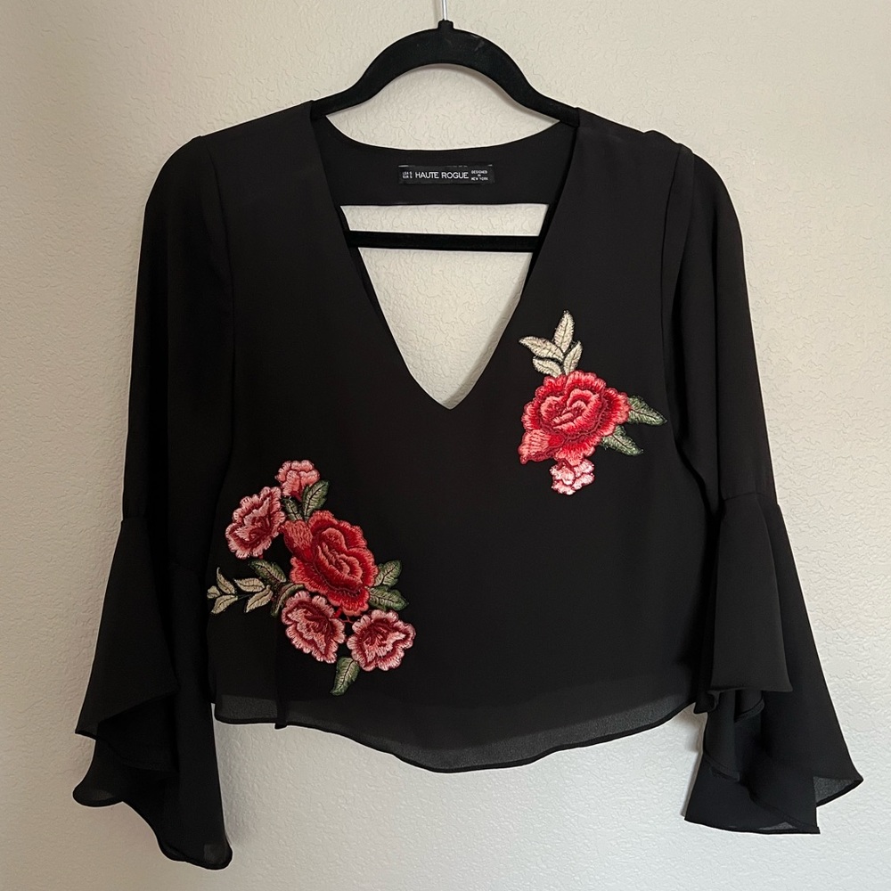 NWOT open back crop shirt